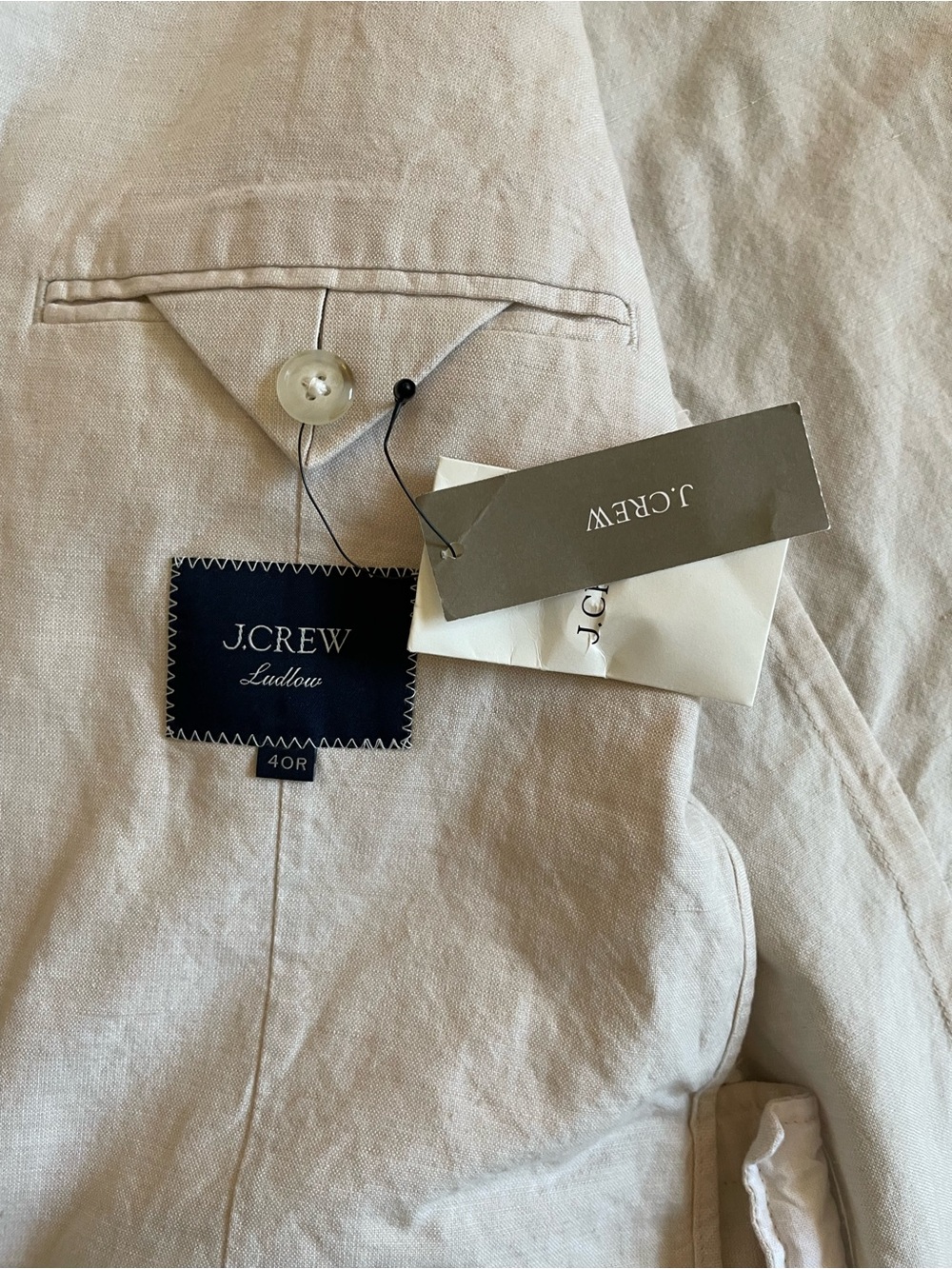 J. CREW Ludlow Slim-fit suit jacket in Baird McNutt Irish cotton-linen 40 R $298 - Picture 9 of 10